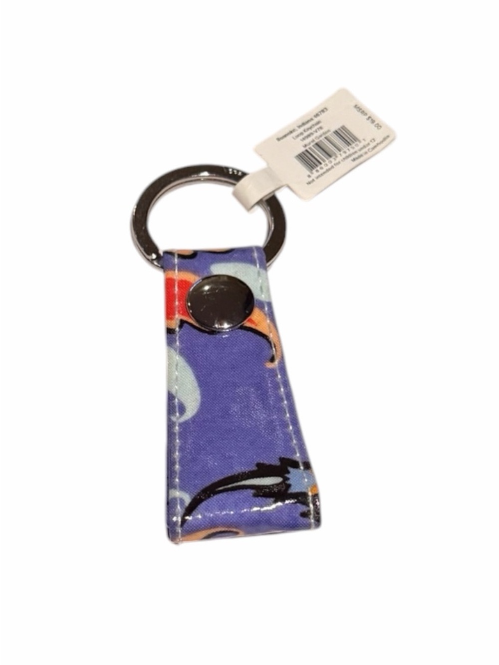 Vera Bradley Loop Keychain With Snap & Split Ring In Mural Garden NWT